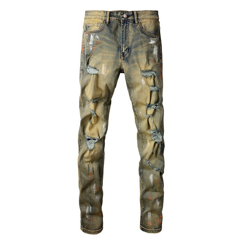 Amiri Jeans Graffiti Hole & Patch Stretch Slim Fit #6557