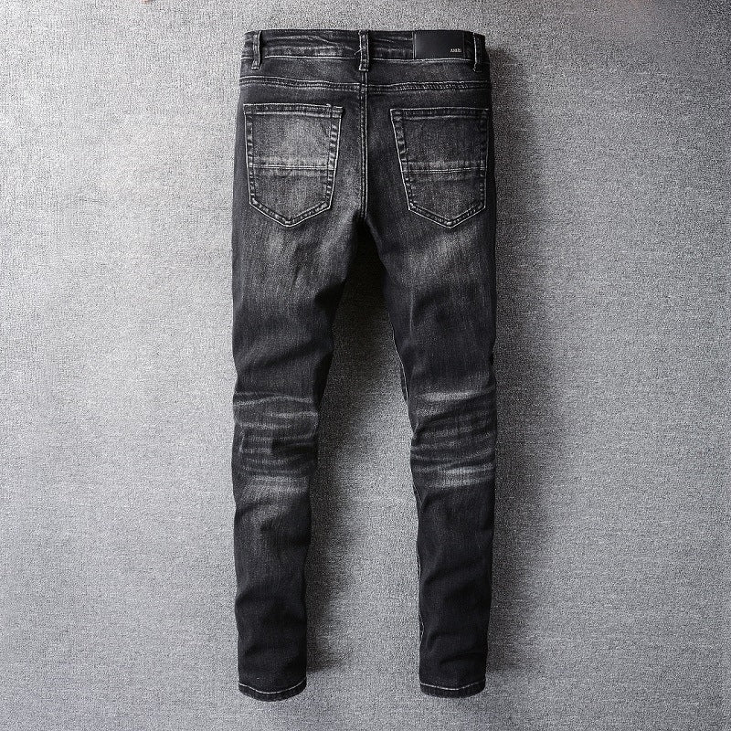 Amiri Jeans Casual Hip Hop Washed Splash-Ink Painted Slim Jeans