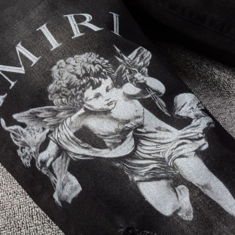 Amiri Jeans Casual Hip Hop Painted Slim Jeans Men